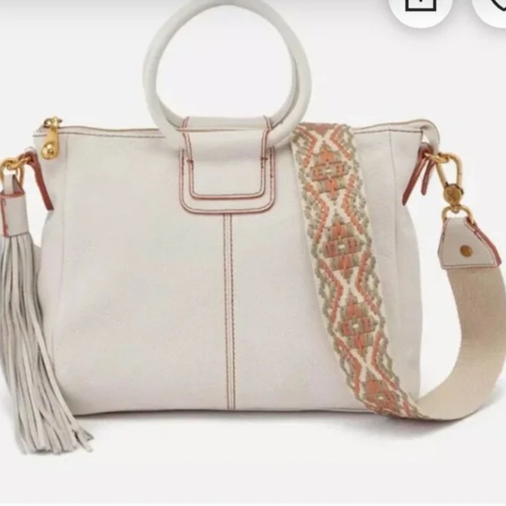 HOBO Cream and Pink Shoulder Bag with Tassel Details